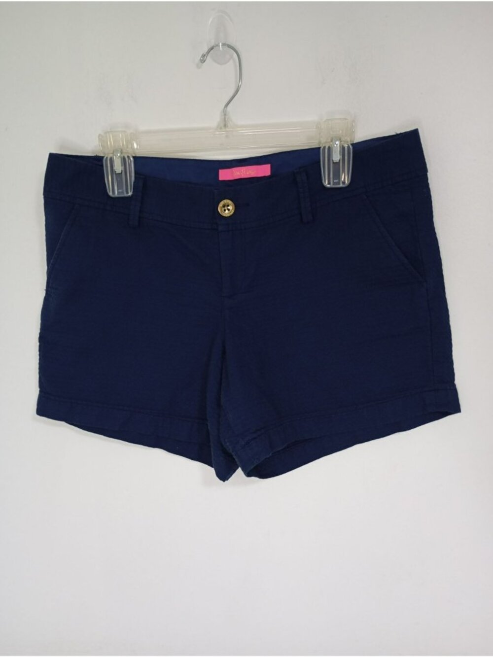 Lilly Pulitzer Shorts Size 10 With Pockets 100% Cotton Navy Blue Womens